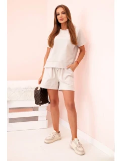 Dámský punto set s krátkými rukávy a šortkami béžový