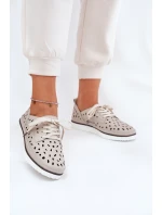 Półbuty Skórzane Damskie S.Barski LR51-610 Beżowe