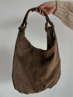 Dámska kabelka Floriah z prírodného semišu - tmavobéžová