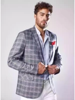 Pánské modré kostkované sako Dstreet model 21963455 - FashionStreet Pánské modré kostkované sako Dstreet model 21963455 - FashionStreet