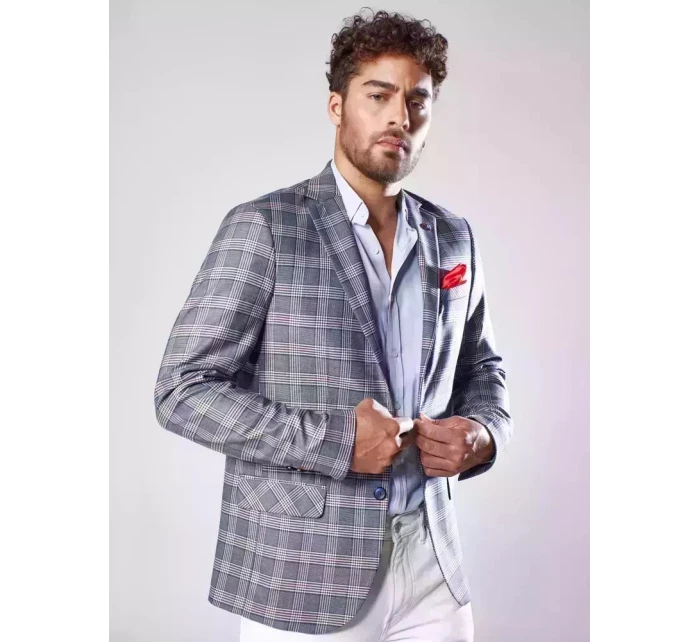 Pánské modré kostkované sako Dstreet model 21963455 - FashionStreet Pánské modré kostkované sako Dstreet model 21963455 - FashionStreet