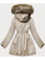 Teplá dámska zimná obojstranná bunda béžová (w610)