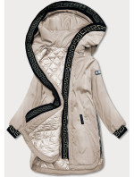 Tmavo béžová dámska bunda s kapucňou (B8100-12)
