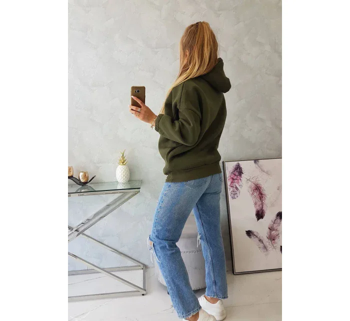 Khaki mikina s kapucňou