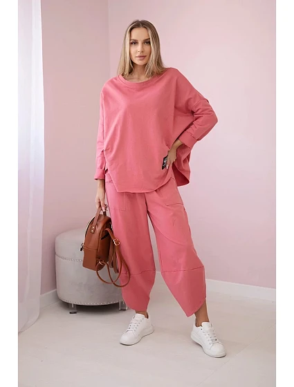 Bavlněná mikina kalhoty set malina Bavlněná mikina kalhoty set malina