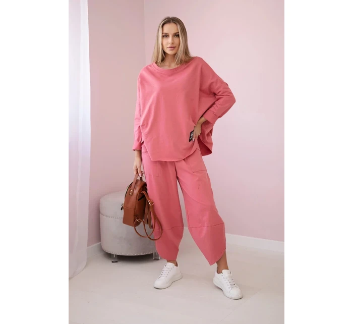 Bavlněná mikina kalhoty set malina Bavlněná mikina kalhoty set malina
