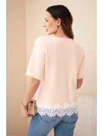 Dámsky sveter s krátkym rukávom a čipkou