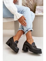 Zazoo 20168 Eleganckie Półbuty Damskie Na Słupku Skóra Naturalna Czarne