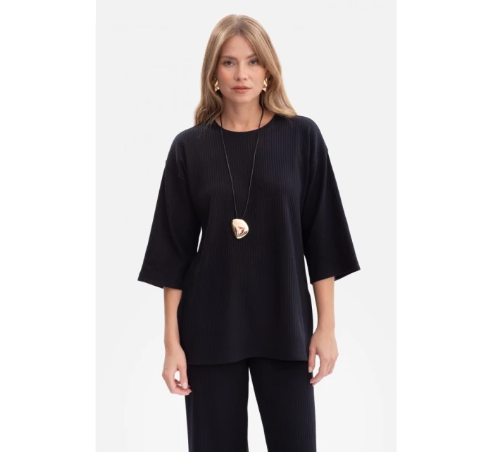 model 21379868 Žebrovaný pletený top černý - BeWear