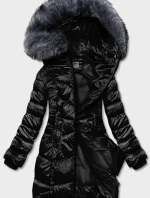 Čierna dámska metalická zimná bunda (B8072-1)
