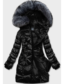 Čierna dámska metalická zimná bunda (B8072-1)