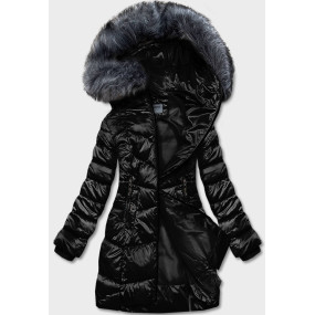 Čierna dámska metalická zimná bunda (B8072-1)