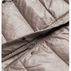Dlhá dámska prešívaná bunda vo ťavej farbe (H-201)