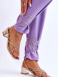 Wiązane Sandałki Japonki Na Obcasie Złote Secret Love