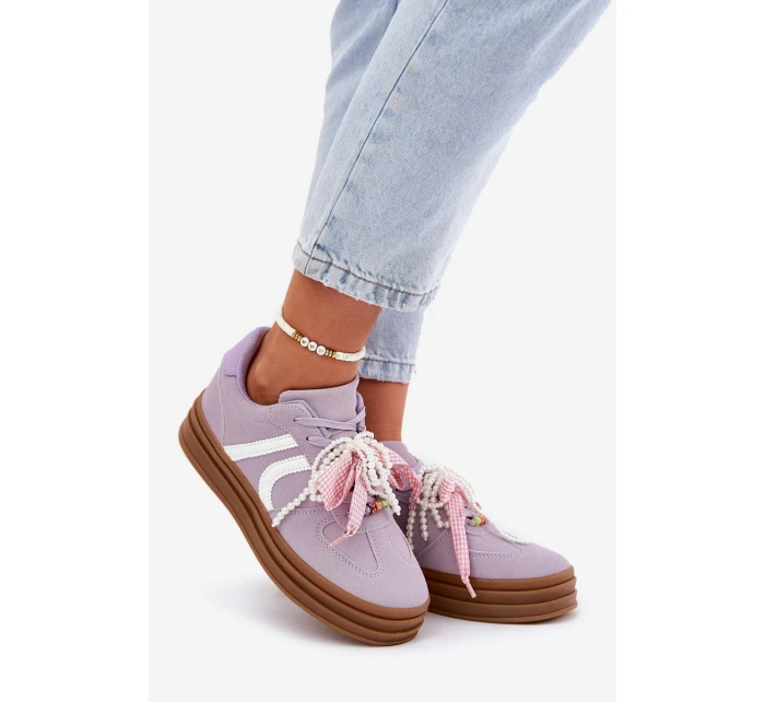 Dámské Tenisky Na Platformě S Ozdobami Fialové model 21688396 - Boto Dámské Tenisky Na Platformě S Ozdobami Fialové model 21688396 - Boto