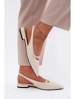 Kožené sandály na nízkém podpatku Maciejka K7449-22 Světle béžové