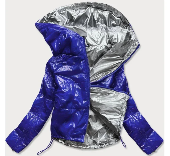 Světle modrá lesklá prošívaná dámská bunda s kapucí model 14764946 - S'WEST Světle modrá lesklá prošívaná dámská bunda s kapucí model 14764946 - S'WEST