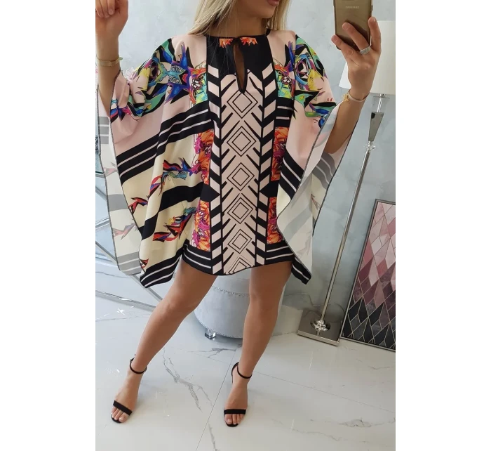 šaty s vázáním v pudrově růžové model 18746604 - K-Fashion šaty s vázáním v pudrově růžové model 18746604 - K-Fashion