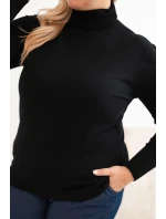 Dámský svetr Plus Size z viskózy model 21321816 střihu černý - K-Fashion Dámský svetr Plus Size z viskózy model 21321816 střihu černý - K-Fashion
