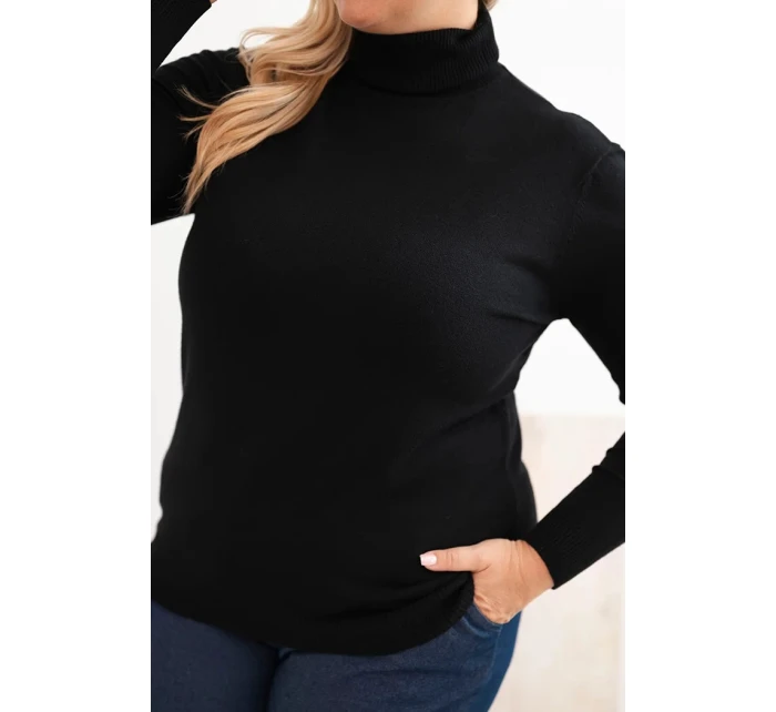 Dámský svetr Plus Size z viskózy model 21321816 střihu černý - K-Fashion Dámský svetr Plus Size z viskózy model 21321816 střihu černý - K-Fashion
