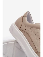 Męskie Buty Sportowe Skórzane Zazoo 1544 Beżowe