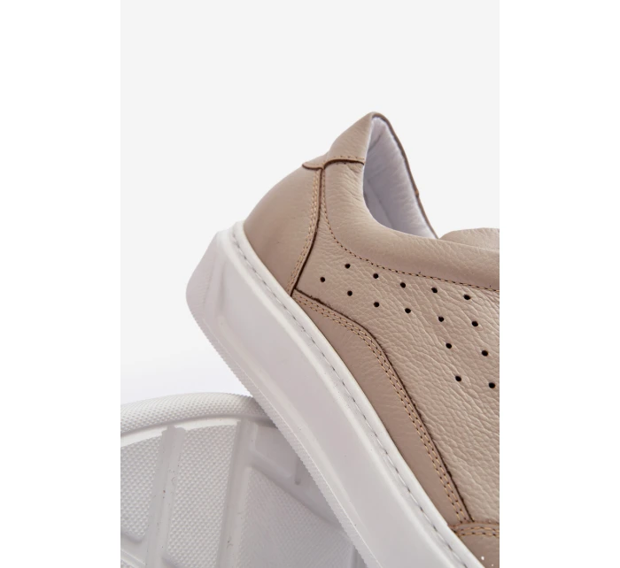 Męskie Buty Sportowe Skórzane Zazoo 1544 Beżowe