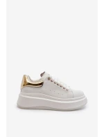 Dámské kožené tenisky model 21650209 Bílé - Goe Dámské kožené tenisky model 21650209 Bílé - Goe