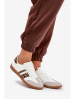 Niskie Sneakersy Damskie Z Eko Skóry Panterka Białe Nonalorin