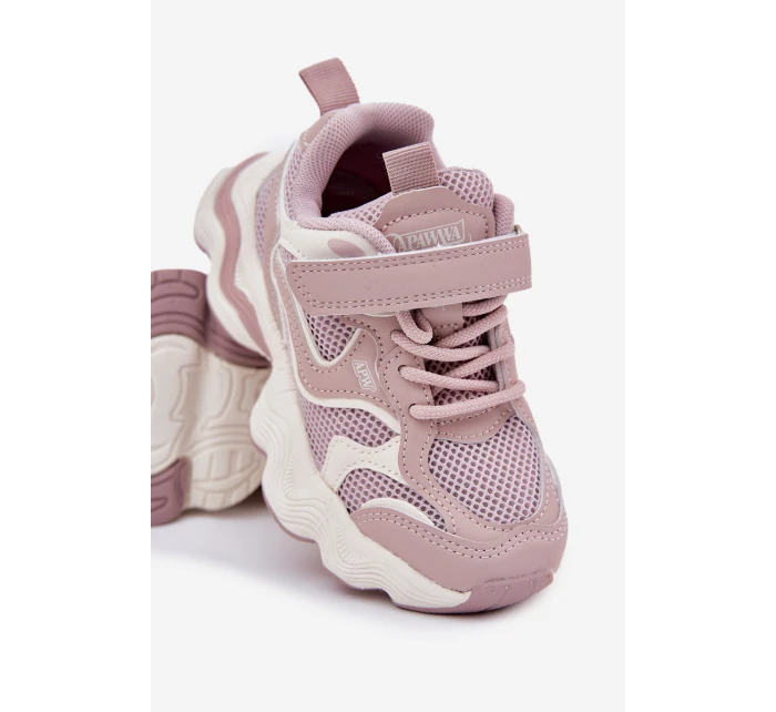 Sneakersy Dziecięce Na Grubej Podeszwie Różowe Lianees