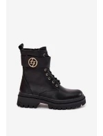 Dámské Botky Pracovní Se Zlatým Detalem Zateplené Černé model 21706796 - Boto