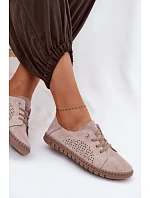 Dámske vetrané semišové čižmy Beige Feliva