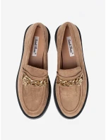 Krásne hnedé dámske mokasíny na širokom podpätku Krásne hnedé dámske mokasíny na širokom podpätku