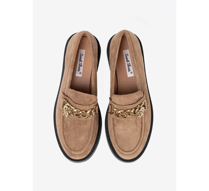 Krásne hnedé dámske mokasíny na širokom podpätku Krásne hnedé dámske mokasíny na širokom podpätku