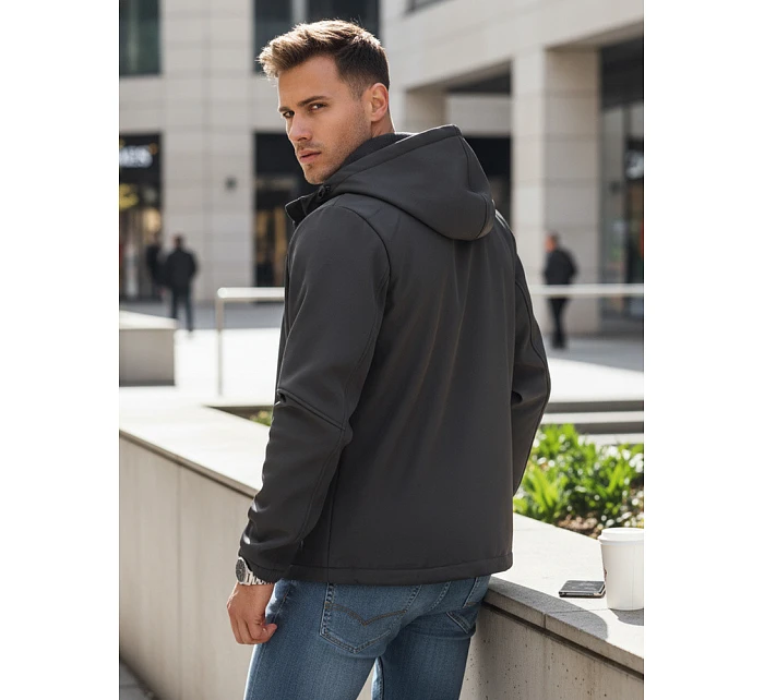 Pánská přechodná softshellová bunda s kapucí tmavě šedá Dstreet model 21980018 - FashionStreet