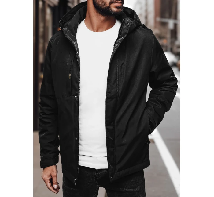 Pánska prechodná bunda s kapucňou čierna FashionStreet TX4997