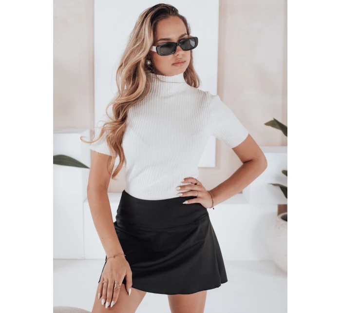 Dámský žebrovaný svetr s krátkým rukávem white Dstreet model 21991050 - FashionStreet