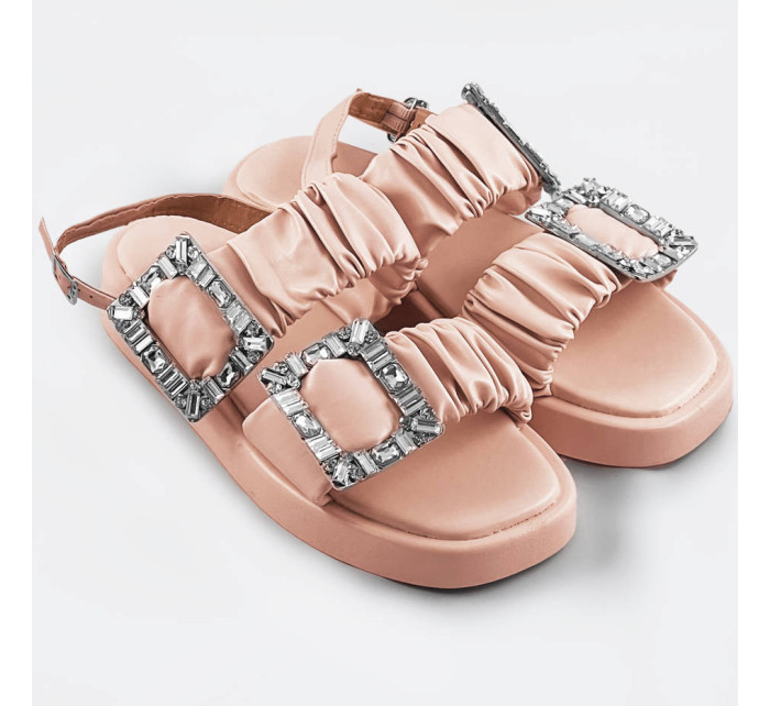 Béžové dámske sandále so zirkónmi (CM-62)