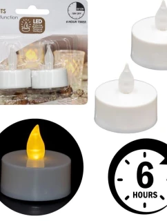 SADA 2 ČAJOVÝCH SVIEČOK VEDENÝCH ČASOVAČOM BIELA