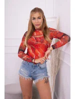 Telová blúzka mramorový vzor červená Telová blúzka mramorový vzor červená