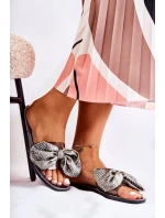 Damskie Gumowe Klapki Z Kokardą Czarno-Szare Meriden Damskie Gumowe Klapki Z Kokardą Czarno-Szare Meriden