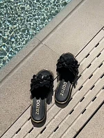 Zazoo 40381 Damskie Skórzane Klapki Na Płaskim Obcasie Czarne