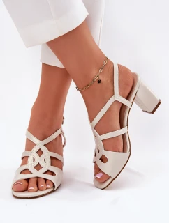 Damskie Sandały Na Obcasie Słupku Sergio Leone SK884 Perłowe