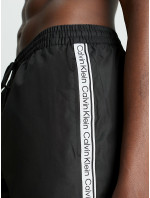 Pánske plavky Medium Drawstring Swim Shorts Logo Tape KM0KM00741BEH čierna - Calvin Klein