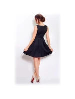 Dámske spoločenské šaty FOLD so skladmi a opaskom stredne dlhé čierne - Čierna - Numoco Dámske spoločenské šaty FOLD so skladmi a opaskom stredne dlhé čierne - Čierna - Numoco