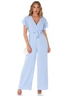 Dámsky overal so širokými nohavicami a opaskom na zaväzovanie 0000OV07814 White - Koucla