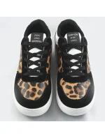 Čierne dámske tenisky sneakers s panterím vzorom (6363)