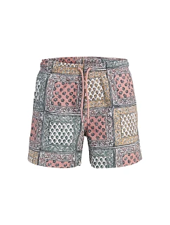 Jack&Jones pánske plavecké šortky JPSTMAUI SHELL AOP SWIM SHORTS REG 12291808 ASH ROSE