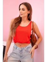 Dámská halenka na ramínka s ozdobným lemem červený Dámská halenka na ramínka s ozdobným lemem červený