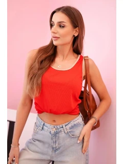 Dámská halenka na ramínka s ozdobným lemem červený