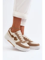 Sneakersy Damskie Na Platformie Beżowe Zeparine Sneakersy Damskie Na Platformie Beżowe Zeparine